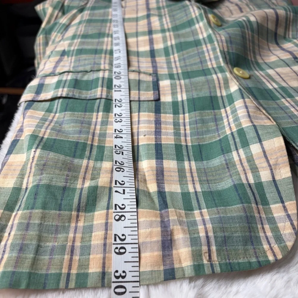 Vintage Gordon of Philadelphia Plaid Blazer Green Tan 3 Button Sport Coat 42R